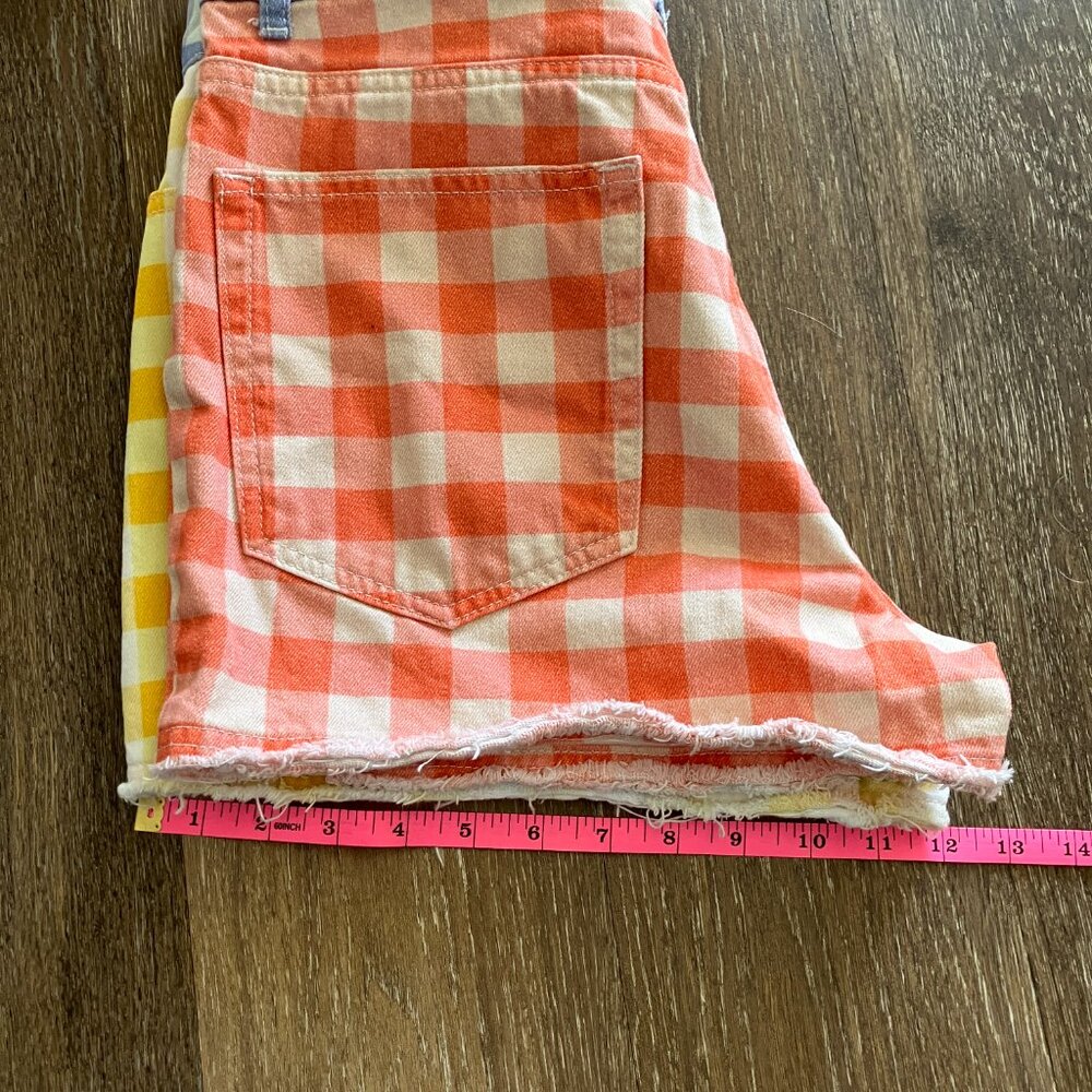 FARM Rio Yellow & Orange Gingham Jean Shorts with Blue Waistband - Picture 11 of 11